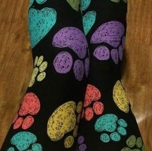 One Size Multi Color Paw Print Leggings